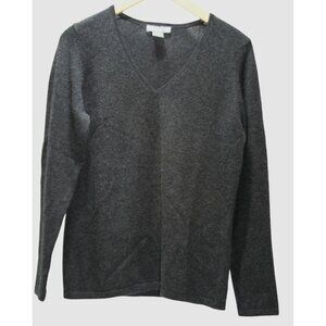 Ann Taylor 100% Cashmere Sweater Womens Med Charcoal Gray V-Neck Capsule Piece